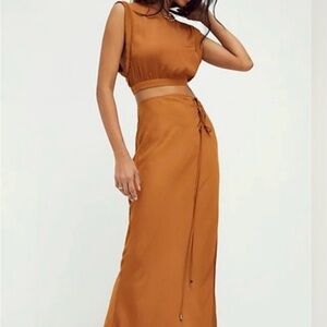 Free People Tan Skirt Set